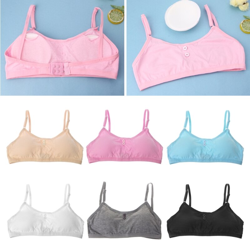 Nouvelles jeunes filles solide coton doux soutien-gorge puberté adolescent sous-vêtements respirants enfant tissu