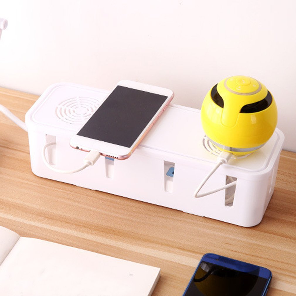 Practical White Cable Storage Box Power Strip Wire Case Anti Dust Charger Socket Organizer Socket patch panel storage Box