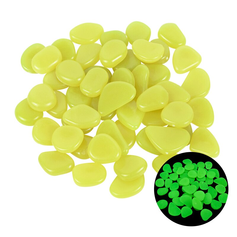 25/50Pcs Glow In The Dark Lichtgevende Steen Kiezels Gloeiende Rotsen Voor Thuis Loopbruggen Tuinpad Patio Gazon yard Aquarium Decoratie: 50pcs / yellow