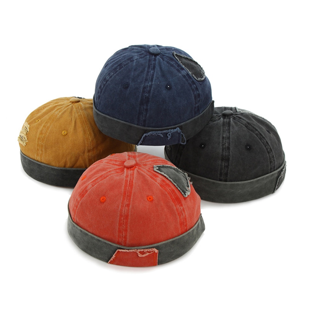 Parche de estilo chino, gorro de Hip Hop Vintage para hombres, gorra ajustable Sin borde con agujeros y personalidad, gorro transpirable para el casero, gorra de marinero