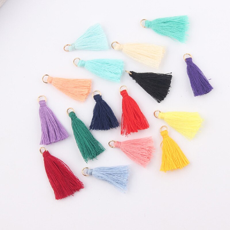 20Stck 3CM Mini Baumwolle Gewinde Stoff Quaste DIY Anhänger Schmuck Armbinde Schlüssel Herstellung Randbereich Handwerk Quasten NäHenne Zubehör