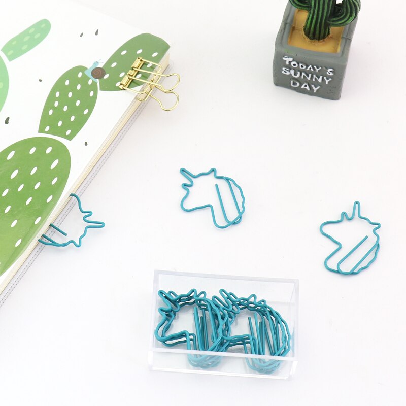 Blue Unicorn Paper Clip Shaped Cartoon Paper Clip Cute Paper Clips Decorative Metal Clip Paper Clipes Paperclips Klips Office