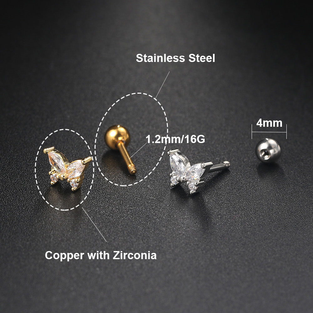 Tragus conch piercing örhänge för kvinnor 1pc helix rook lob orm blixtnedslag öra brosk septum piercing hoop örhängesmycken