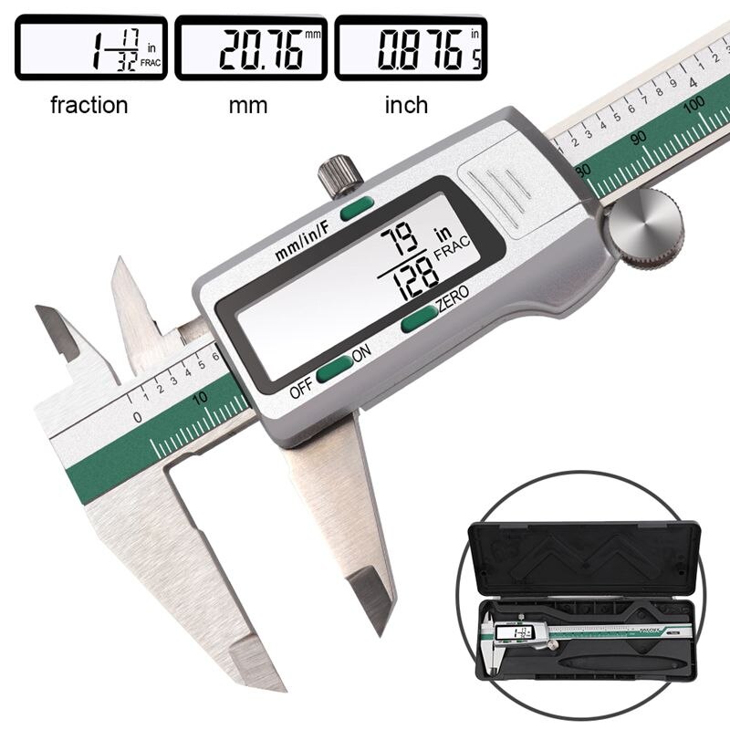 0.01mm Precision LCD Vernier Caliper 150mm Stainless Steel Digital Display Caliper Fraction Metric Inch Measuring Tools With Box