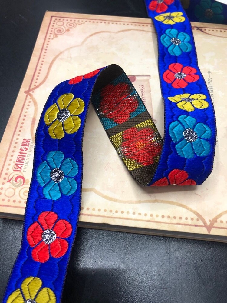 9 yardas/lote de ancho aprox. 2,5 cm tejido Jacquard cintas para tapicería patrón de flores para cortina y accesorios de ropa LS-236