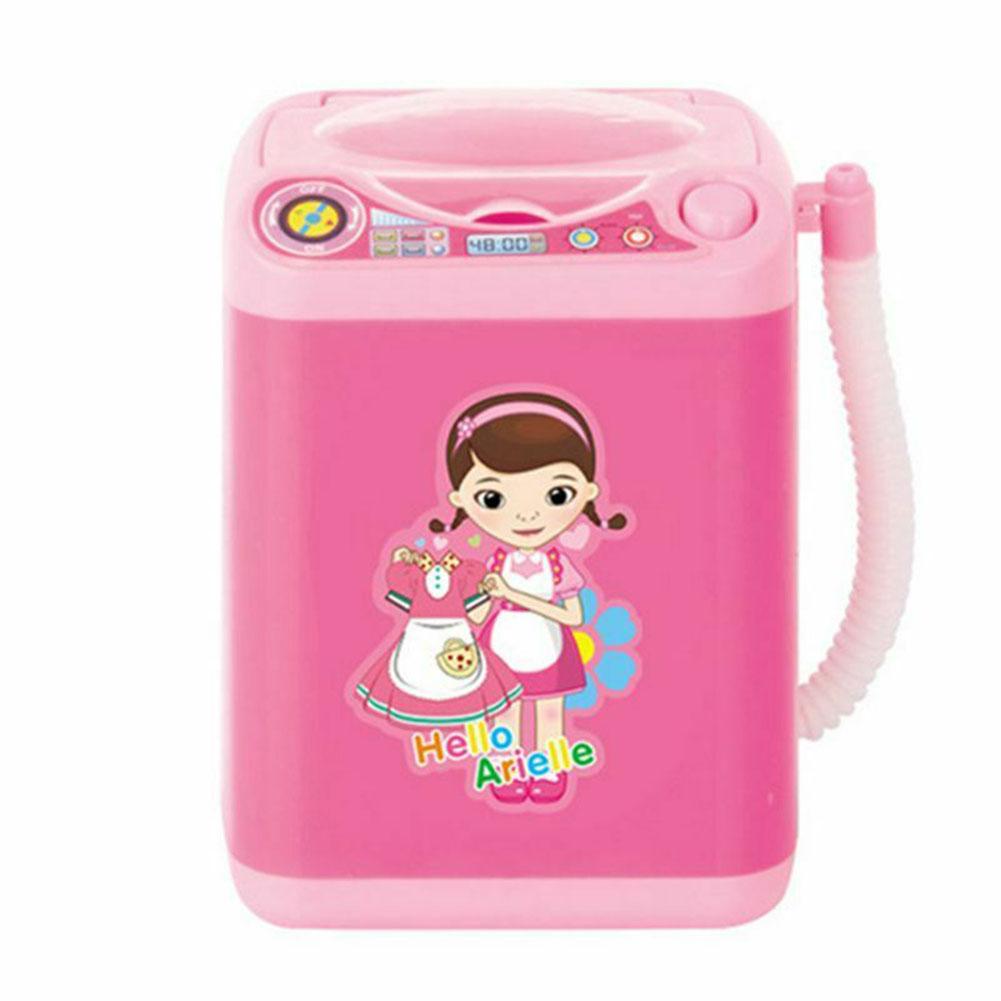 1pc 3 colori Mini lavatrice in plastica detergente per trucco giocattolo elettrico per bambini finta gioca lavatrice giocattolo: Pink