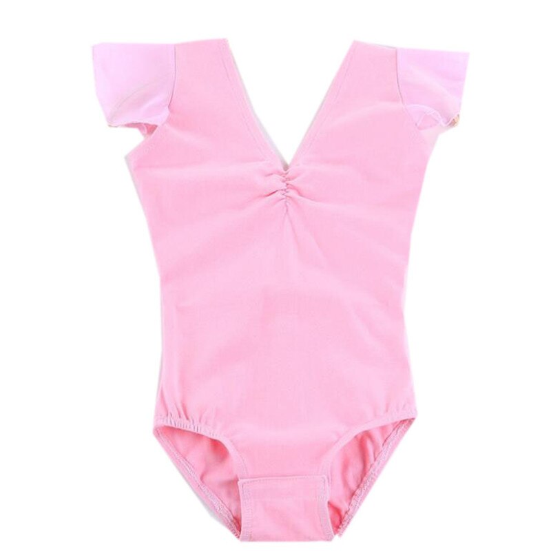 Gymnastikdräkter för flickor för dansbalett med flygande volang, kortärmad rosa: Rosa / 160(130-140cm höjd