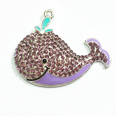 (Escolha a Cor do Primeiro) 50mm * 40mm 10 pçs/lote Baleias Pingentes de Strass: Purple