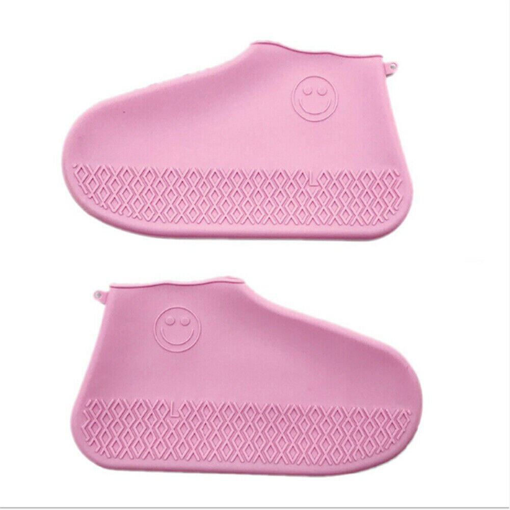 Reusable Shoe Covers Pair of Waterproof Silicone Rain Shoe Protectors Overshoes: Pink Color / L
