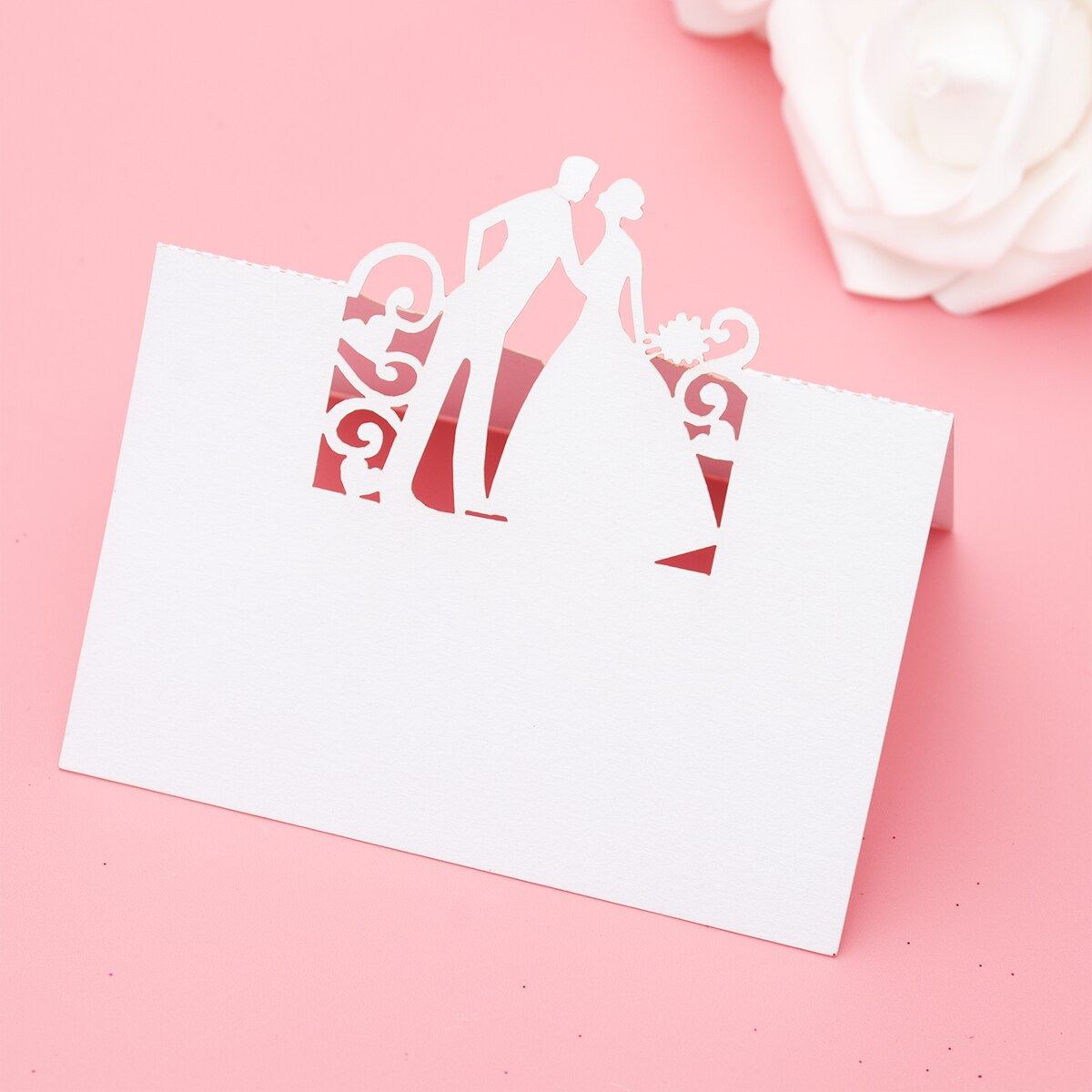 50PCS Paper White Table Card Heart Hollowed Table Namecard Table Cards Place Cards Wedding Guests Banquet Party Favors: Type E
