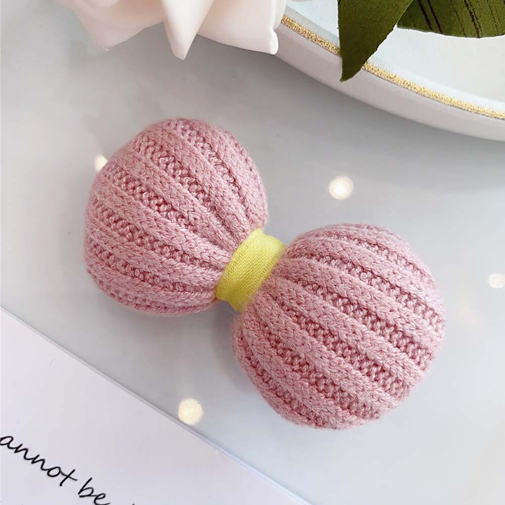 Horquilla de lana con lazo para niña, horquilla de tela coreana para bebé, pinza de pelo de punto, accesorios para el cabello para niño: 3