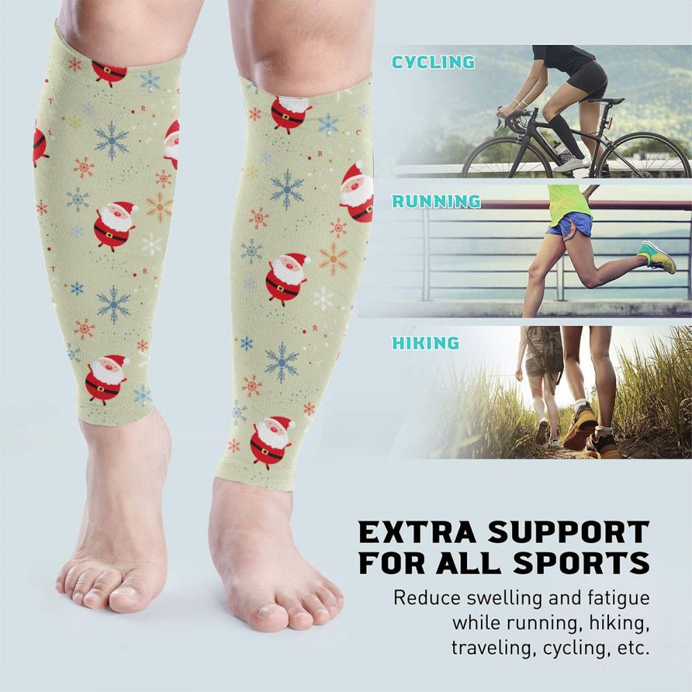 Calf Protector Sleeves Men Women Gym Sports Safety Calf cooling Compression Sleeves Shin Cycling Santa Claus snowflake Q007