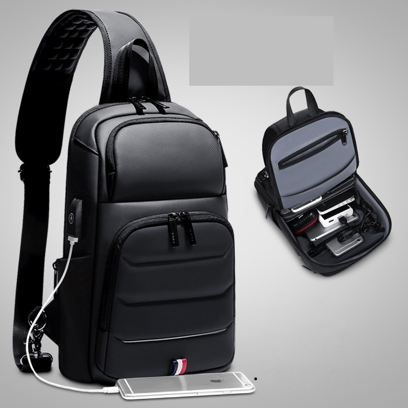 Male Chest Bag travel Crossbody Bags for Shoulder Bags High capacity USB Charging Messenger bag Oxford sports Sling Bag