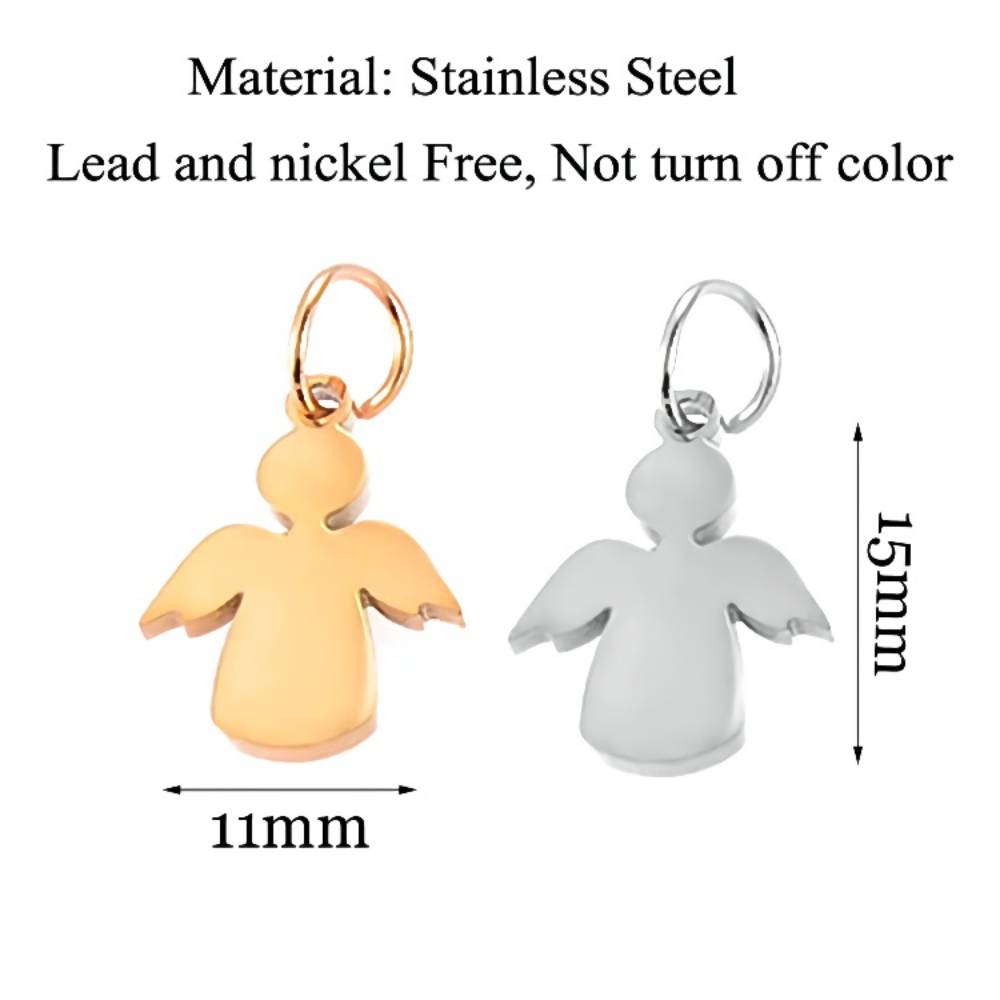 10 pz/lotto ciondoli con ciondolo angelo carino in acciaio inossidabile lucido di alta qualità adatti per la creazione di gioielli fai da te con collane e braccialetti