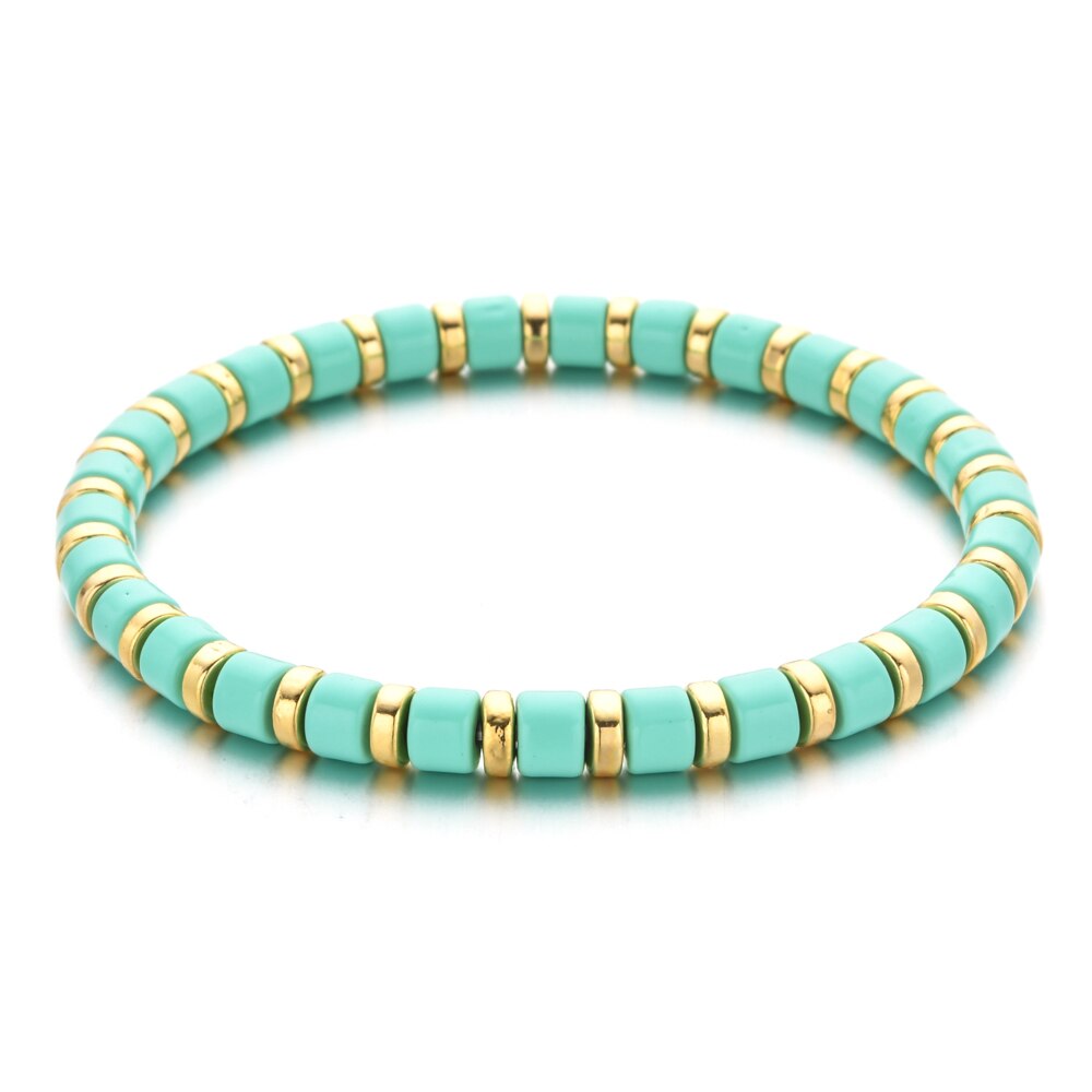 Boho pulseira de esmalte, boho, bonito, de arco-íris, stretch, colorida, nova moda, multicolorido, azulejo, miçangas, surf, praia, joia, presente: A5