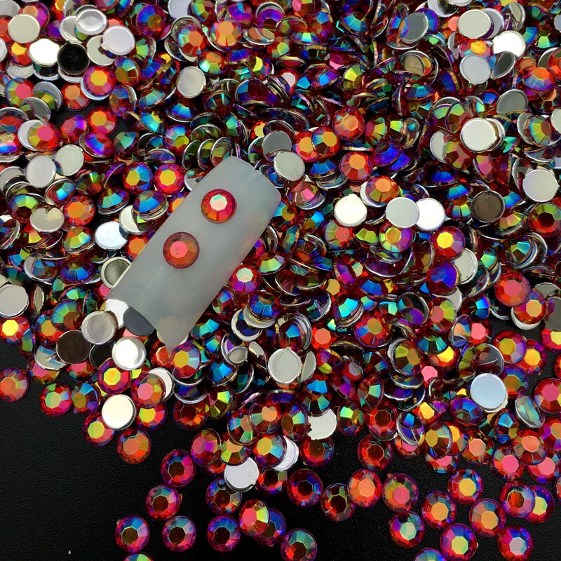 60 stuks/pak 5mm diy 3d nail art acryl ronde glitter strass steentjes plaat uv gel polish tips edelsteen sticker manicure decal decoratie: 01