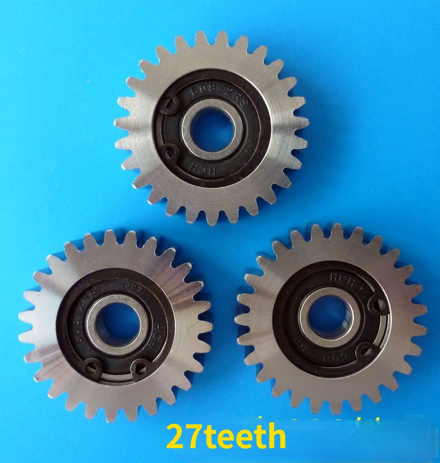 3pcs auto elettrica bicicletta veicolo ingranaggio carrello al litio acciaio metallo ruota dentata cuscinetto 608Z 8MM foro interno 23/27/28/31/36 denti: 3pcs 27teeth