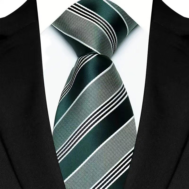 Cravate de luxe pour hommes, 8CM, rayures de couleur verte, motif Floral, solide, pour marié, tissée en Jacquard, pour fête d'affaires et de mariage