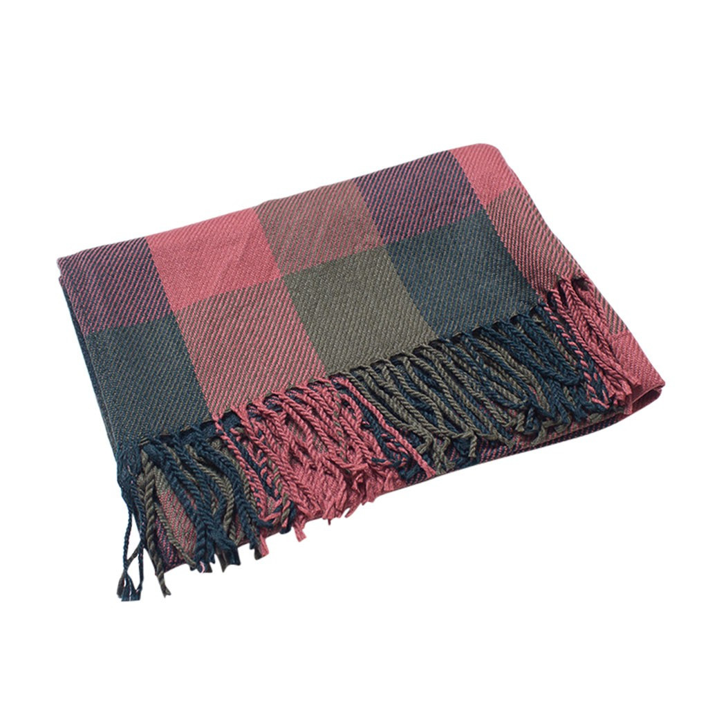 Hiver écharpe femmes Plaid écharpe femmes dames hiver écharpe épais gland Plaid écharpe décontracté longue nouvelle châle écharpe Plaid châle: G