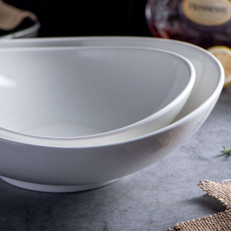 White Irregular Salad Bowl Ceramic Picnic Plates Dinner Plate Fruit Kitchen Decor Restaurant Dish Tray Platos De Cena