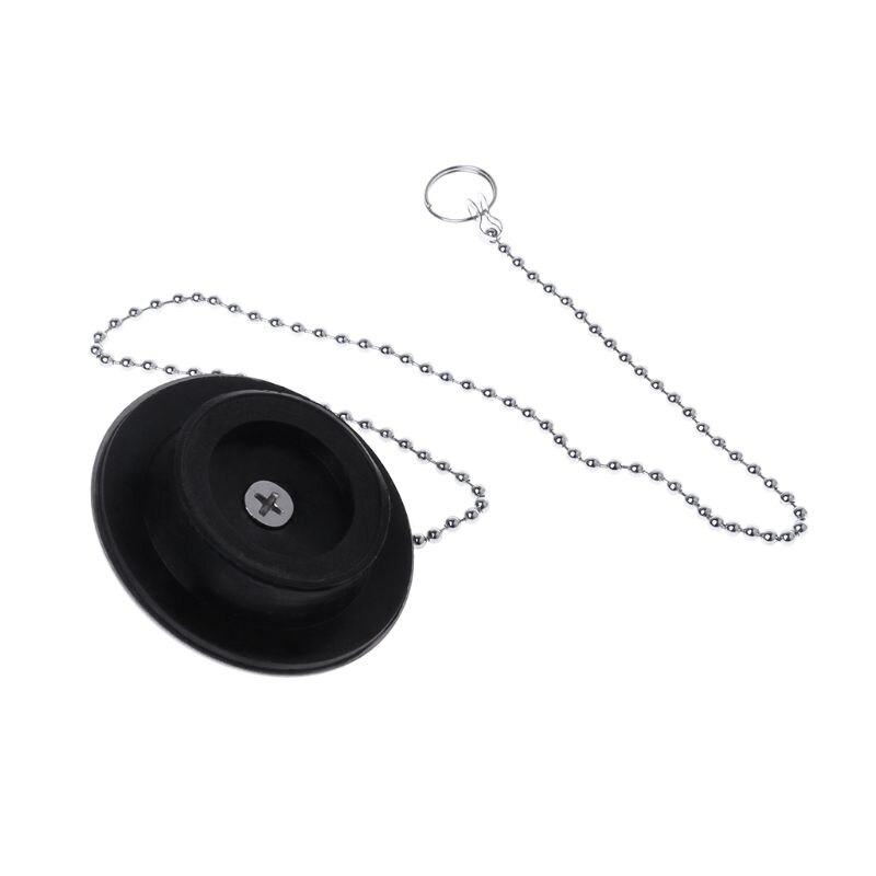 Tapón para bañera con cadena, tapón de agua para lavabo, baño, cocina, cromado
