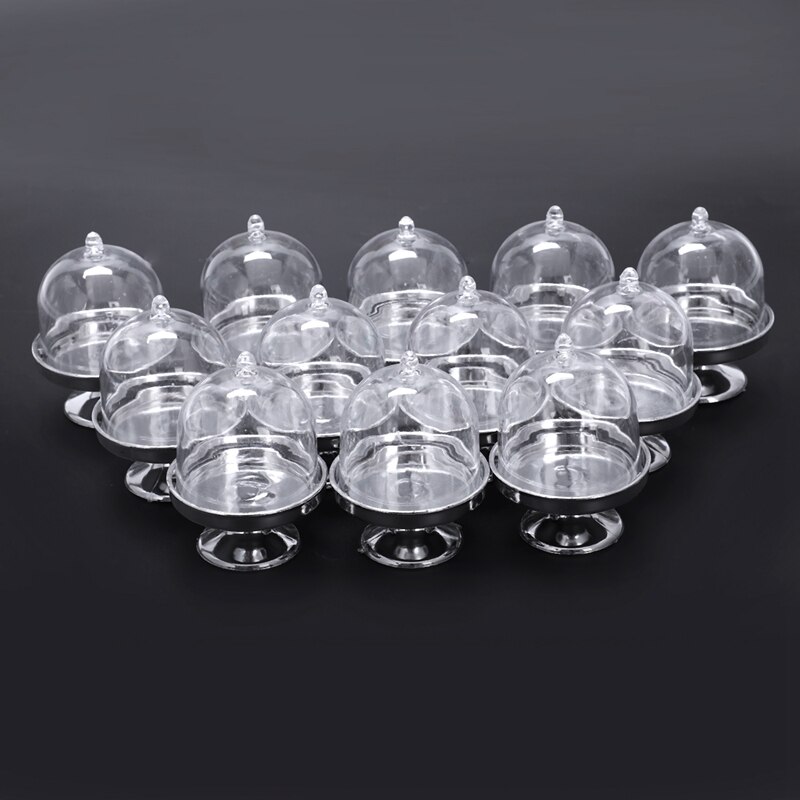 12x Mini Cake Stand Cupcake box Wedding Party Plastic Candy Box Pink