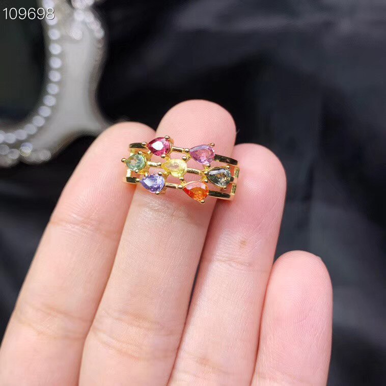 Kjjeaxcmy boutique sieraden 925 sterling zilveren ingelegde natuurlijke gekleurde saffier ring vrouwelijke ondersteuning detectie prachtige populaire