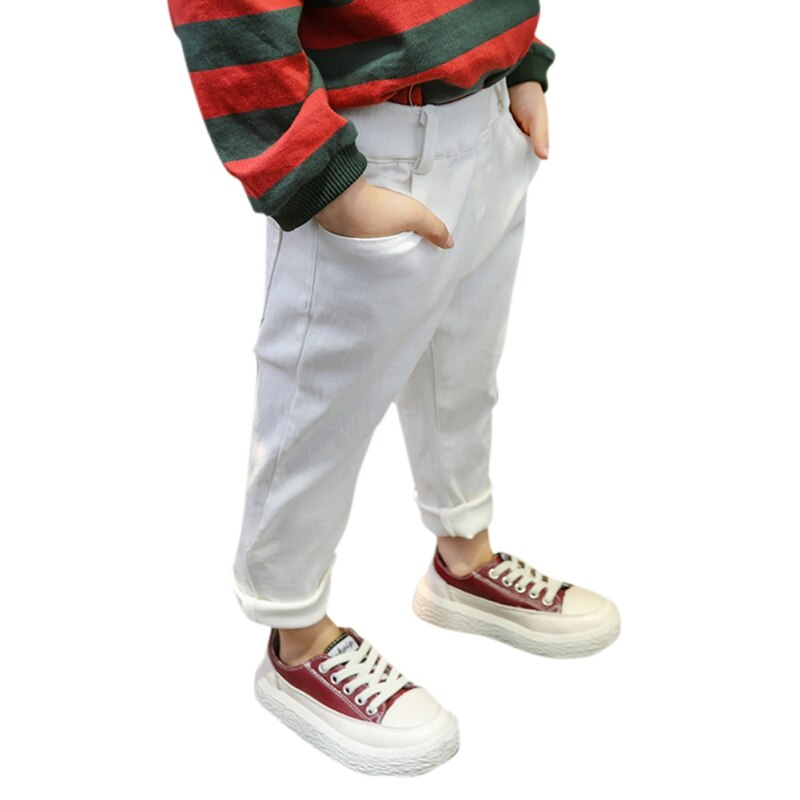 baby gutt gutt jente jeans mellom midje uformelt ensfarget jean hvit til låve 1-7 år