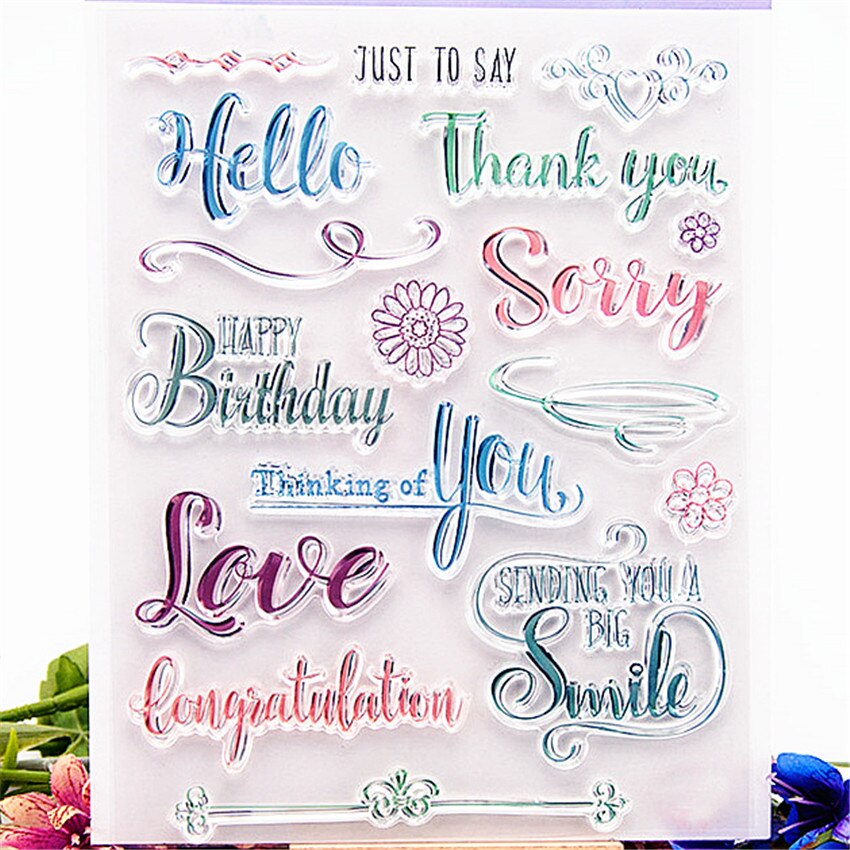 14 x 18cm kleuren woorden transparante stempels siliconen zegels rolstempel diy scrapbooking fotoalbum/kaarten maken kerst