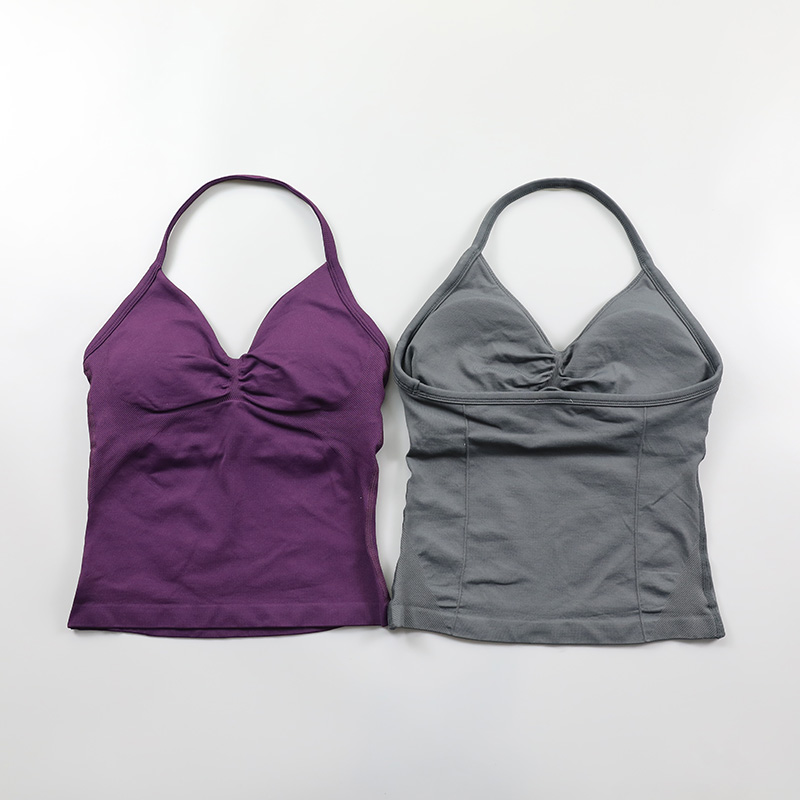 Impact Longline Strappy Top Women Seamless Yoga Tank Tops Ruched Backless Gym Clothes Workout Sleeveless Shirts With Buit In Bra