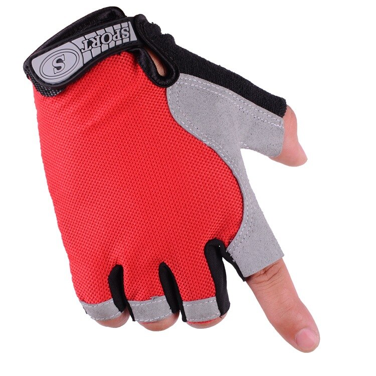 outdoors Men Gloves Half Finger Soft Fabric Breathable Anti Slip Weight Lifting Sports Gym Gloves Sports Gym Gloves Wrist: Red / M