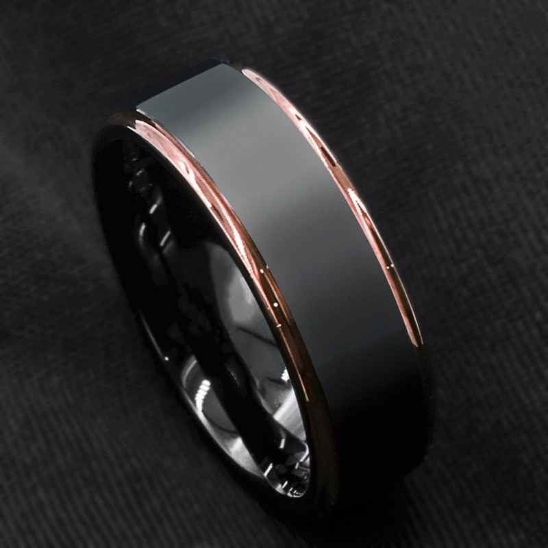Mænd sort ring klassisk børstet rustfrit stål ring til mænd tilbehør smykker bryllupsdag fest