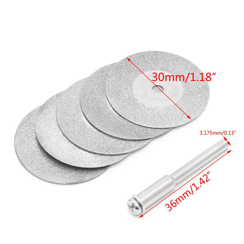 Diamant Zaagschijf Set - 5 Stuks - 20-30mm - Dremel Accessoire - Vernikkeld Staal: 145mm