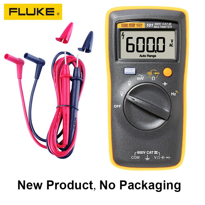 FLIUKE 100% Originele 101 Mini Digitale Multimeter Auto Range voor AC/DC Spanning Weerstand Capaciteit Frequentie Duty Cycle Tester