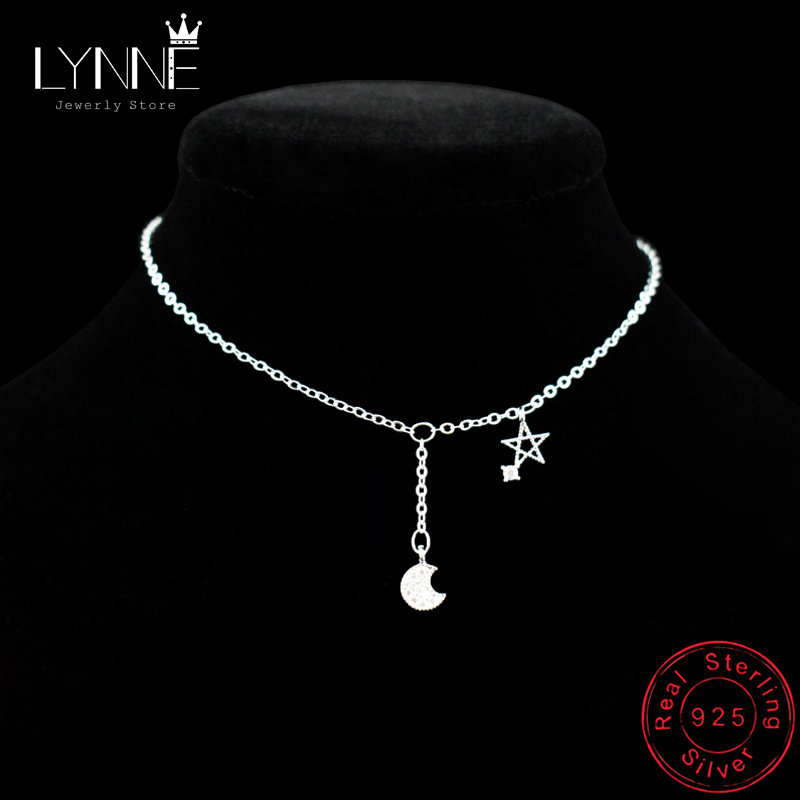 Mode 925 Sterling Silver Star &amp; Moon Zirkoon Hanger Enkelbandje Armband Constellation Symbool Voet Ketting Vrouwen &amp; Meisje Sieraden