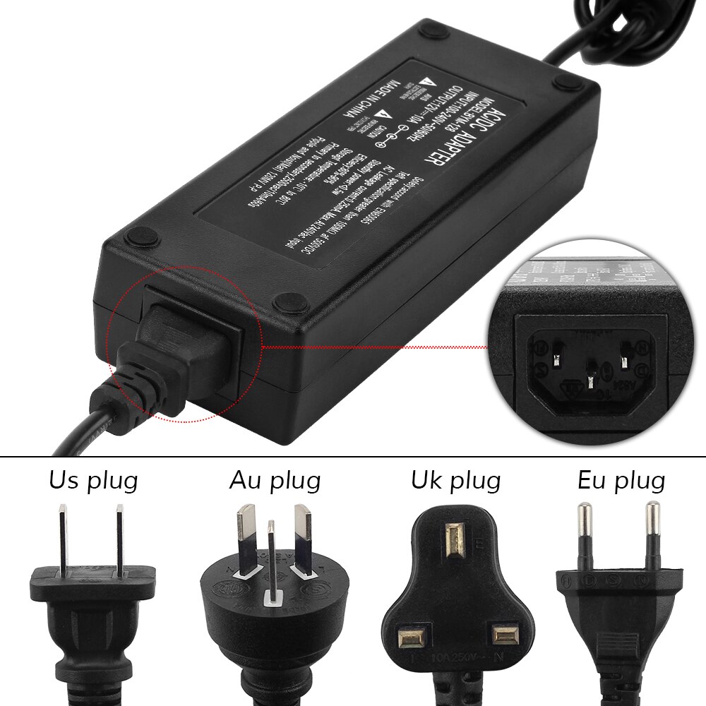 120W DC 12V 10A Power Supply EU/US/UK/AU Plug Adapter AC110-220V to DC12V Transformer Charge for Led Strip CCTV System