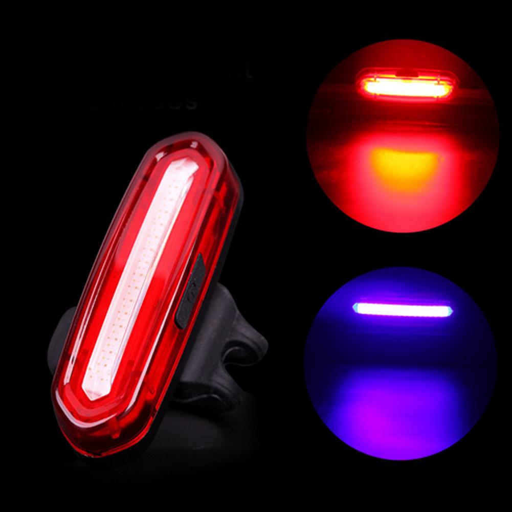 Usb Oplaadbare Cob Achter Fiets Lamp Achterlicht Veiligheidswaarschuwing Fietslicht Voor Achter Achterlicht 4 Stijl Led Flash Lights: A Red blue 6 mode