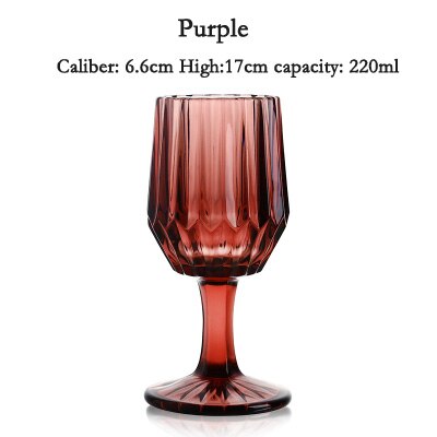 Retro-tyyliset lyijyttömät kristallikupit viskikupit kristalliveistos mehu lasi pikari viinilasi lasikristalli kaiverretut värikupit: Violetti 220ml