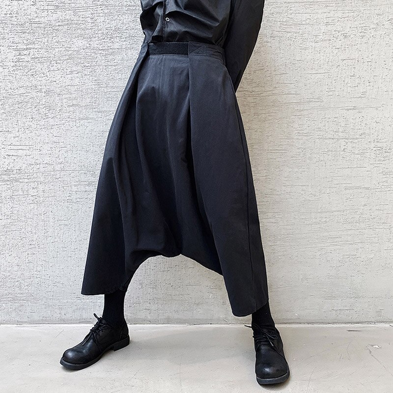Hombres Japón ropa estilo informal suelta Casual Harem Pantalones Hombre Vintage Punk gótico pantalones de tiro caído ropa de escenario