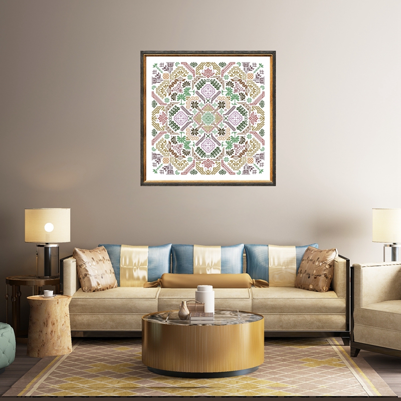 Geometric puzzle A cross stitch kits 18ct 14ct 11ct unprint fabric cotton thread DIY embroidery kit home wall decoration