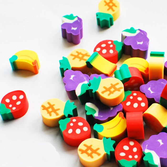 50pcs Kawaii Mini Fruit Rubber Cute Pencil Eraser Small Mini Candy Silgi Cartoon Correction Set Erasers For Kids Stationery Lot: Default Title