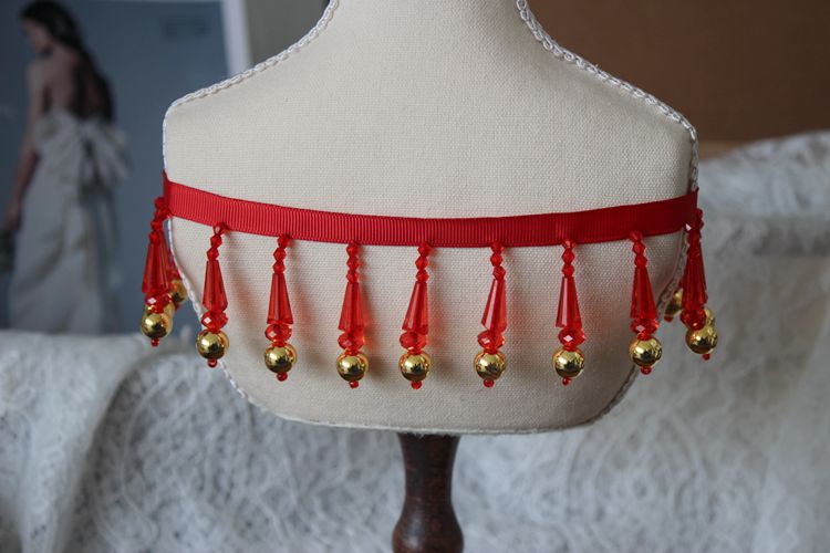 Cuentas de cristal de 2 yardas, adorno de encaje, borlas hechas a mano, sombreros con flecos, vestido de noche, ropa, Collar de puño de boda, Cheongsam decorativo