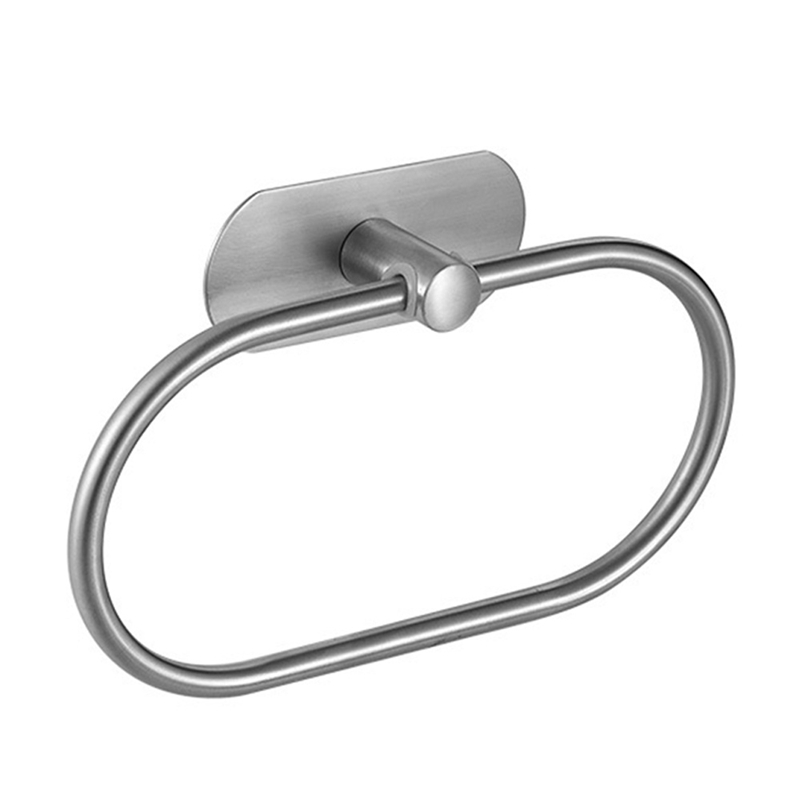 No Punching 304 Stainless Steel Bath Towel Ring, Wall Mounted Oval Towel Rack, Bathroom Toilet Accessories: Silver