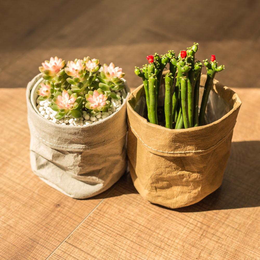 Succulents Planter Pot Washable Kraft Paper Flowerpot Desktop Flower Pots Reuseable Multifunction Storage Bag 3 Sizes