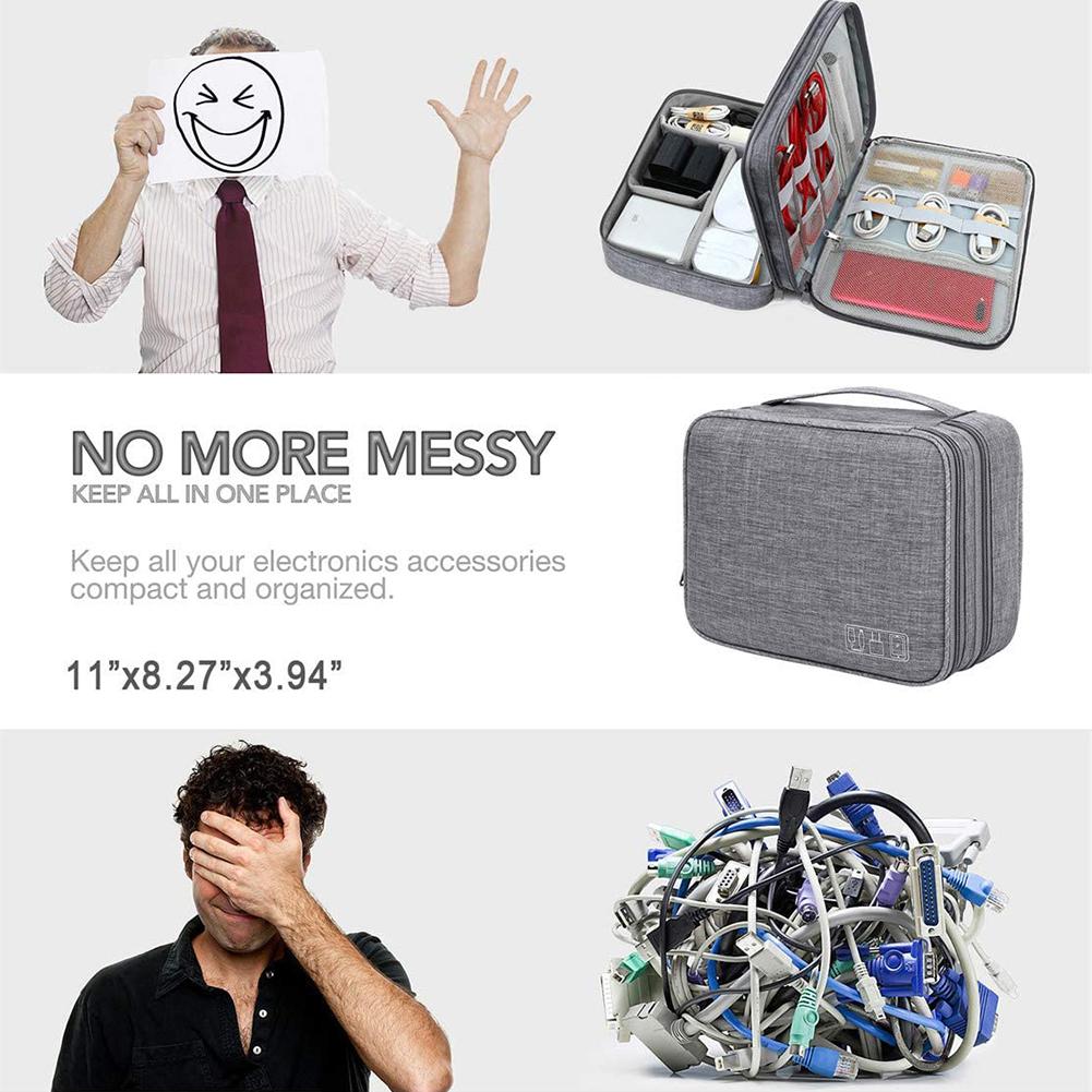 Data Cable Charger Waterproof Organizer Bag Charging Treasure Headphone Electronic Double Layer Finishing Accessories Bags