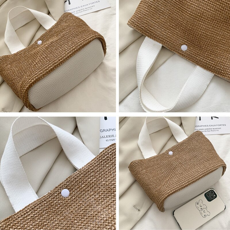 Rattan Handbag Bohemian Straw Bag For Women Summer Beach Large Capacity Tote Bag Handmade Kintted Travel Bags Bolsa