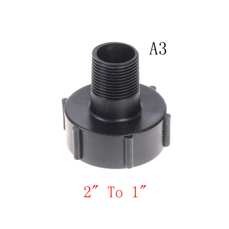 Zwart Gallon IBC Tote Tank Afvoer Adapter Grove Draad Tuinslang 2 "Naar 1/2" 3/4"