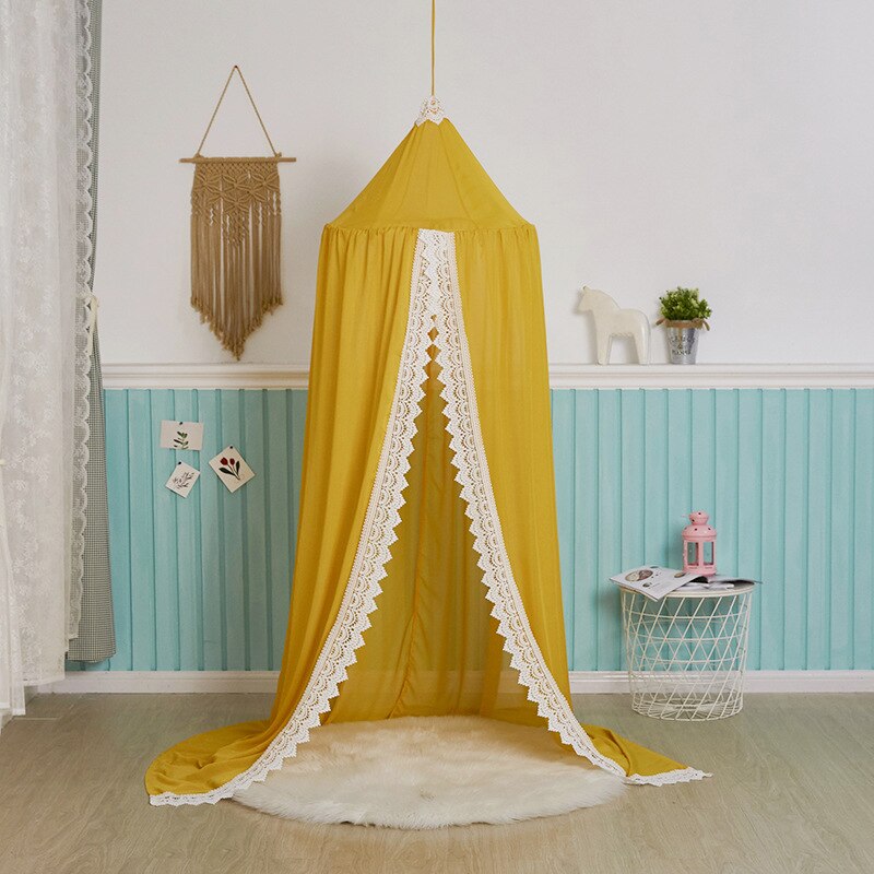 Chiffon Kant Nordic Kinderen Bed Gordijn Eenvoudige Baby Klamboe Thuis Decoratieve Gordijnen Voor Slaapkamer: yellow