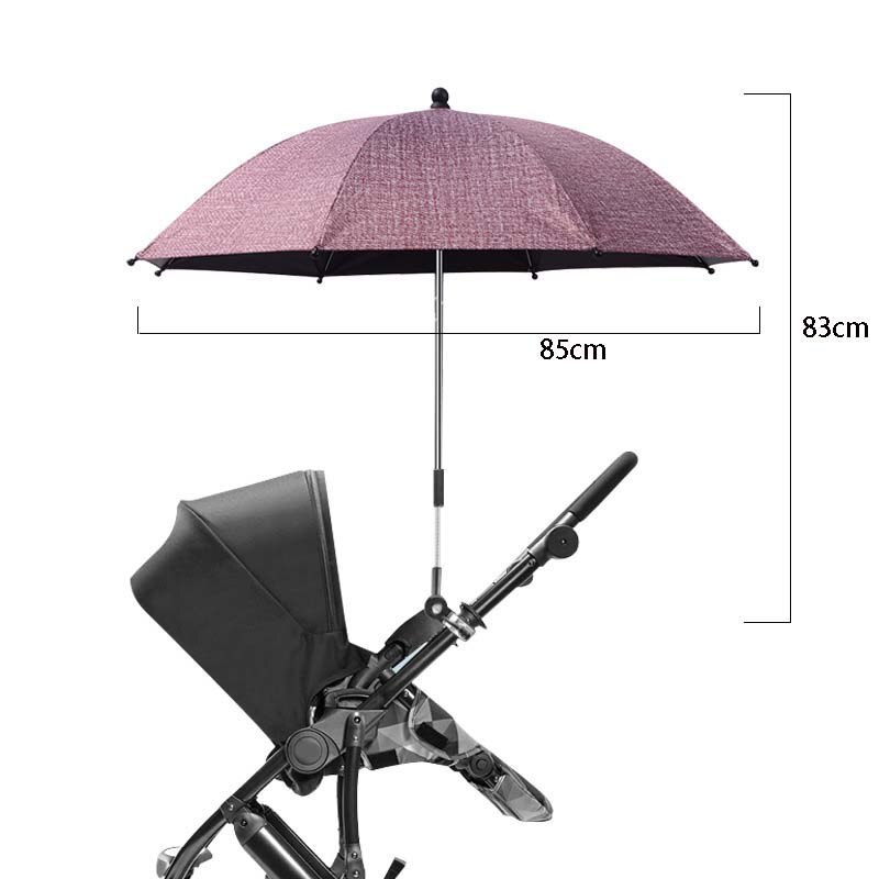Universal Baby Stroller Folding Umbrella UV Protection Rainproof Infant Stroller Cover Umbrella 360 Degrees Adjustable Sunshade: 85cm Wine Red