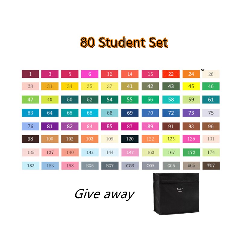 TouchNEW Soft Brush Markers Pen Sketch Markers Alcohol Based Dual Head Brush Markers Pen For Drawing Manga Art Supplies Markers: 80 Colors Student
